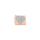 Nomination COMPOSABLE GLAM SYMBOLE Element aus Edelstahl, mit Emaille verziert, rosegold PVD-beschichtet (01_Glitzer-Herz SILBER)